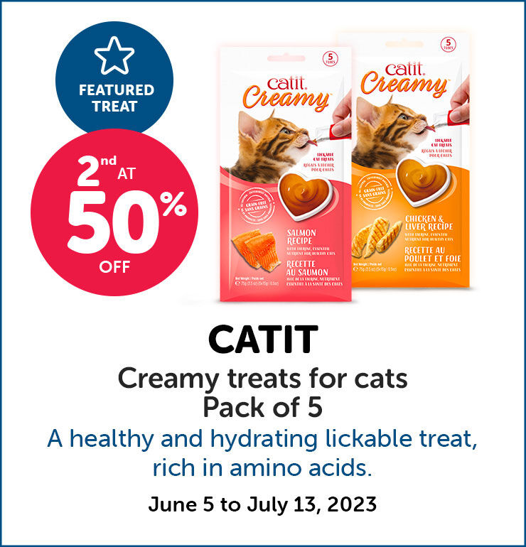 CATIT Creamy treats for cats, Get 2nd at 50%.