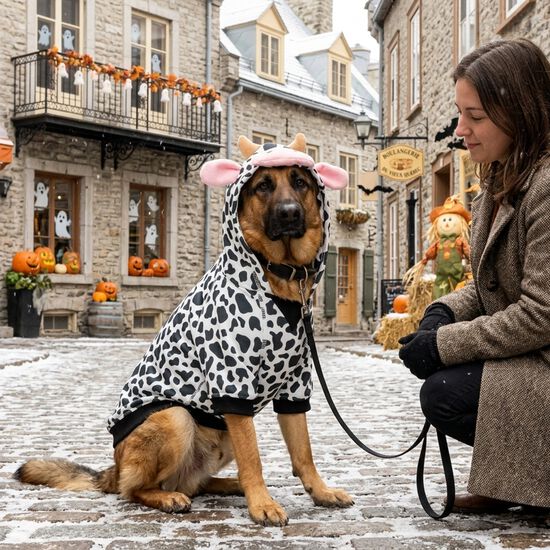 Moletton de vache avec capuchon et d&eacute;tails amusants pour chiens Image NaN