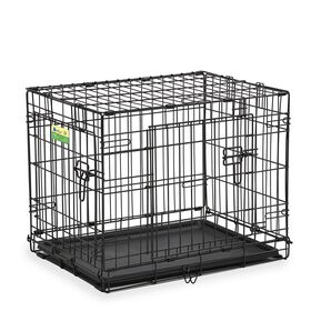 Double door dog crate with divider and pan