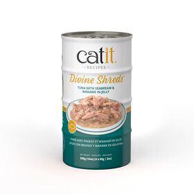 Garnitures &laquo; Divine Shreds &raquo; au thon avec pageot et wakam&eacute; en gel&eacute;e, 4 x 85 g