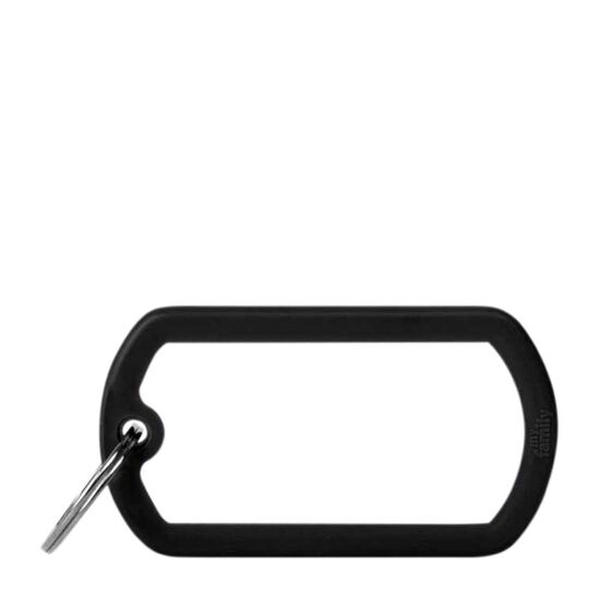 Military Shaped Silver I.D Tag wih black rubber Image NaN