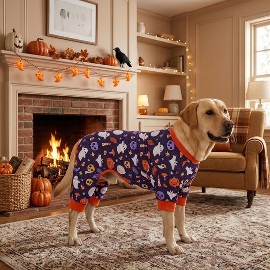 Pyjama-combinaison imprim&eacute; d'Halloween en jersey pour chiens Image NaN