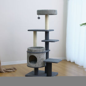 Arbre &agrave; chat multi-niveaux avec niche de luxe