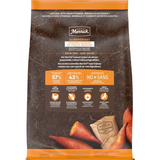 Nourriture s&egrave;che recette de vrai poulet et patate douce sans grains pour chiens Image NaN