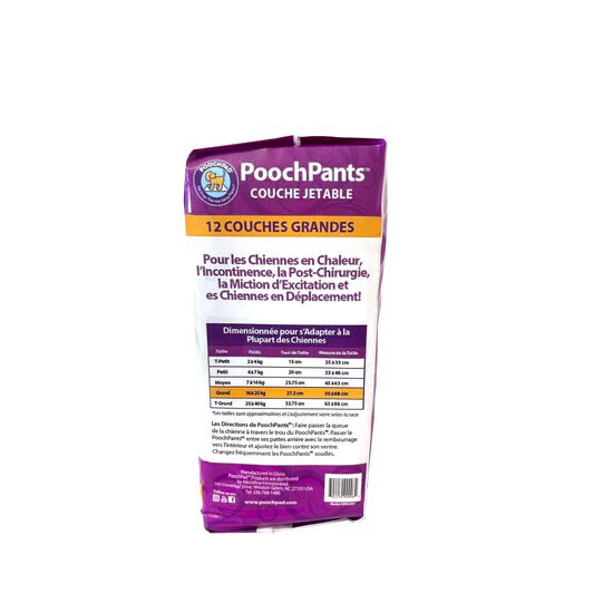 Couches absorbantes jetables « PoochPants » pour chiens, G Image NaN