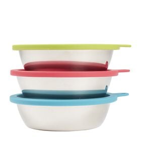 Set of Stainless Steel Bowls and Silicone Lids