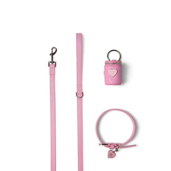 Trio d'accessoires en cuir vegan bubblegum « Le Cleo » pour chiens Image NaN