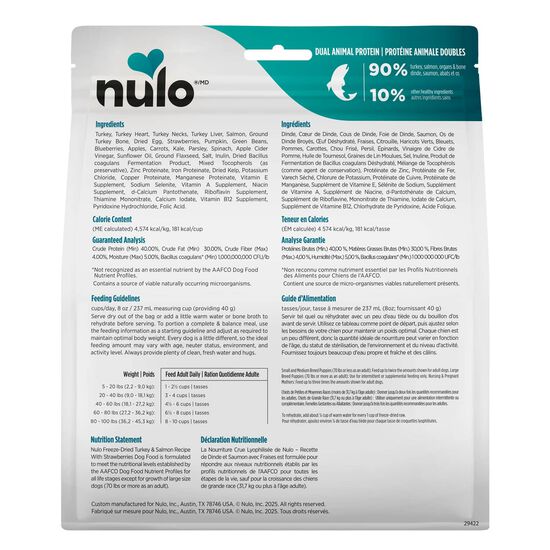 Nourriture crue lyophilis&eacute;e sans grains &agrave; la dinde et saumon avec fraises pour chiens, 227 g Image NaN