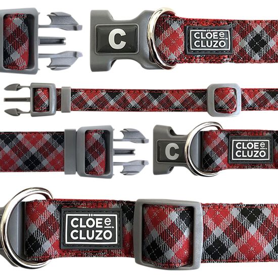 Adjustable dog collar, plaid Image NaN