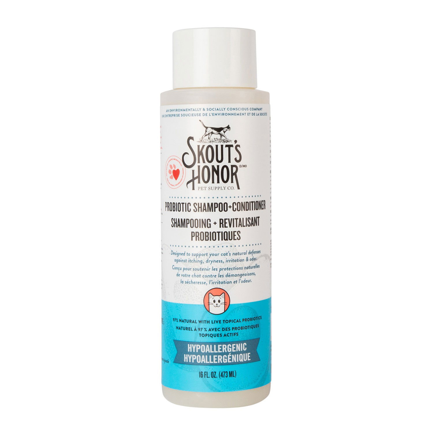 Fragrance Free Cat Probiotic Shampoo and Conditioner, 473 ml SKOUT