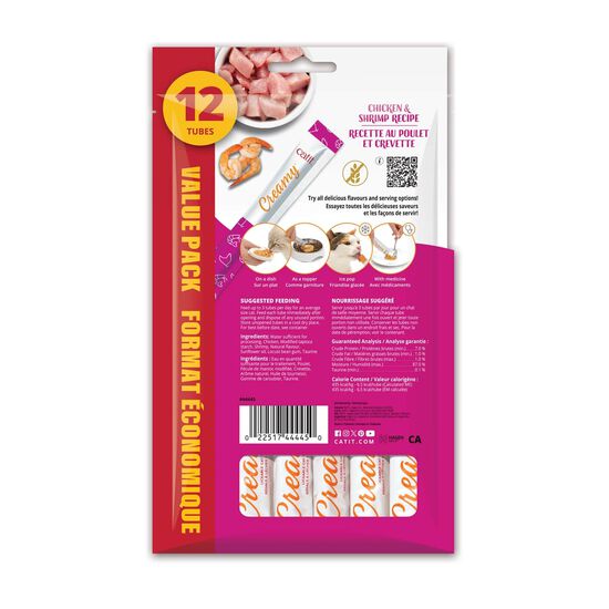 Creamy cat lickable treat, chicken and shrimp, 12-pack Image NaN