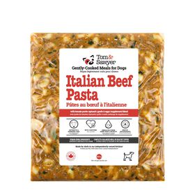 Italian beef pasta cooked meal for dogs