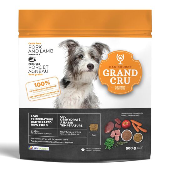 Nourriture crue d&eacute;shydrat&eacute;e Grand Cru porc et agneau sans grains pour chiens, 500 g Image NaN