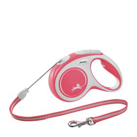 Red Comfort cord retractable leash, 5m