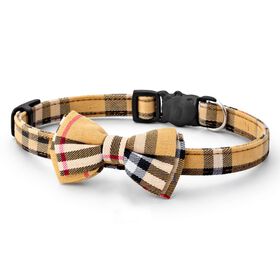 Tan Bow Tie Collar with Buckle for Cats