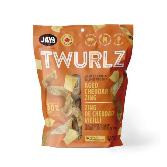Aged Cheddar Gourmet Pork Skin Dog Chews, 75 g Image NaN