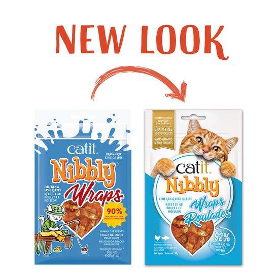 G&acirc;teries roul&eacute;es Nibbly pour chats, poulet et poisson Image NaN