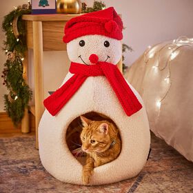 Cachette bonhomme de neige pour chats