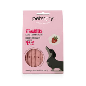 Strawberry flavoured crunchy biscuits for dogs