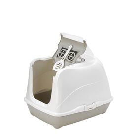 Grey covered litter box