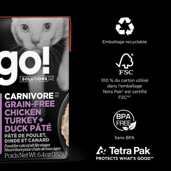 Carnivore Chicken, Turkey and Duck Pâté for Cats, 182 g Image NaN