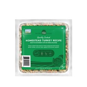 Frozen cooked food for dogs, turkey