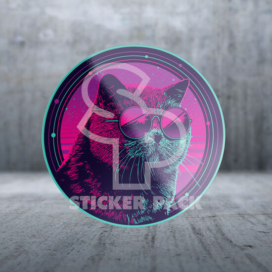 Retro Future Galactic Cat Sticker Image NaN