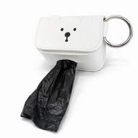 Distributeur de sacs de ramassage en similicuir, blanc