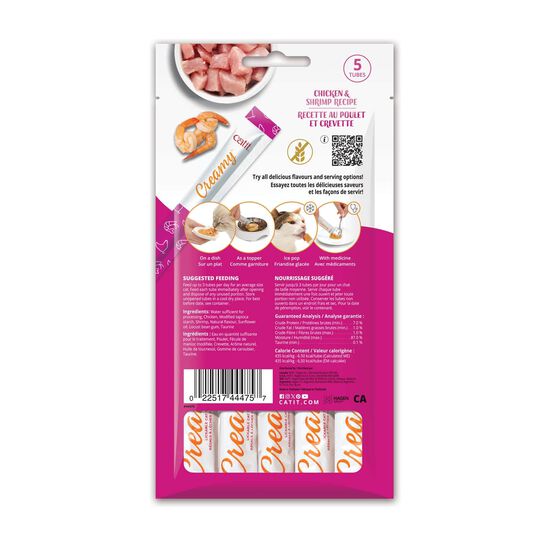 G&acirc;terie Creamy pour chats, poulet et crevette, paquet de 5 Image NaN