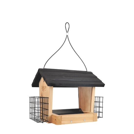 Hopper bird feeder with suet cages Image NaN