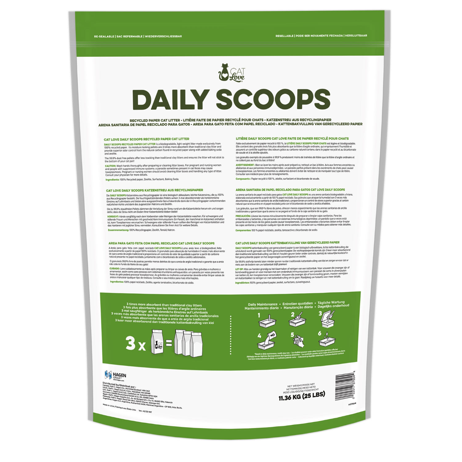 Daily Scoops Recycled Paper Litter, 11.3kg Cat love Mondou