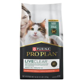 Nourriture s&egrave;che formule sp&eacute;cialis&eacute;e &laquo; LiveClear &raquo; au saumon et riz pour chats, 1,59 kg