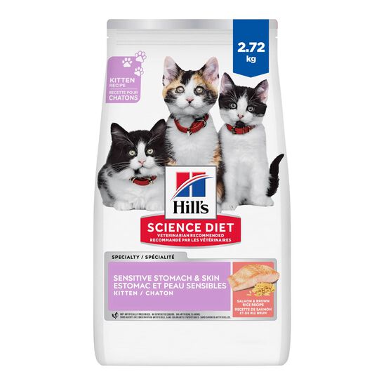 Sensitive Stomach & Skin Salmon and Brown Rice Dry Food for Kittens, 2.27 kg Image NaN