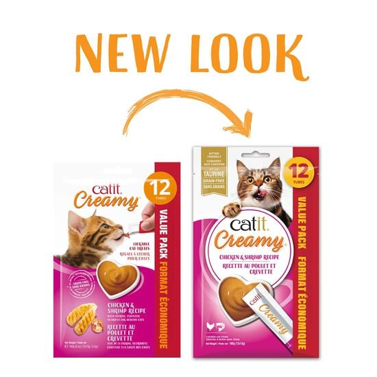 Creamy cat lickable treat, chicken and shrimp, 12-pack Image NaN