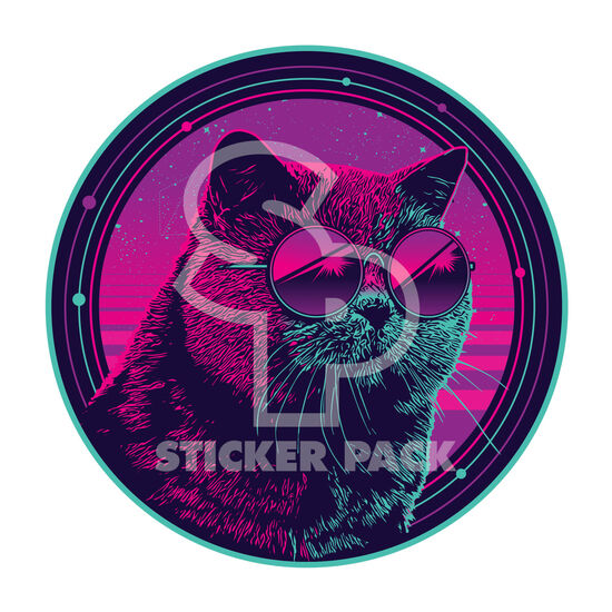 Retro Future Galactic Cat Sticker Image NaN