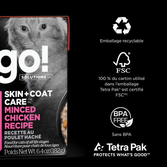 Recette « Skin + Coat Care » au poulet haché pour chats, 182 g Image NaN