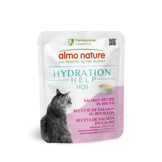 Nourriture humide recette de saumon au bouillon HQS Hydration Help pour chats Image NaN
