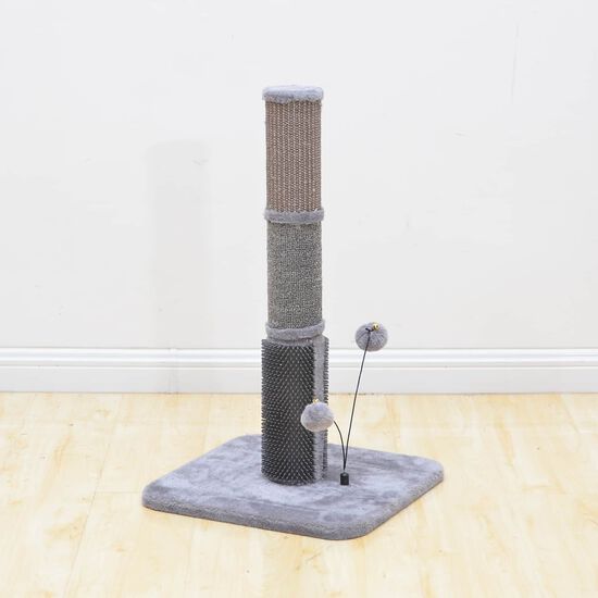 Griffoir pour chat avec masseur en caoutchouc et jouets à taquiner Image NaN