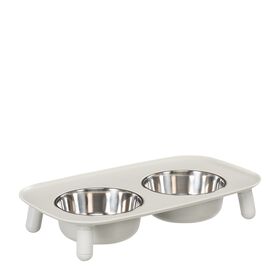 Double Stainless Steel Bowls with Raised Silicone Base
