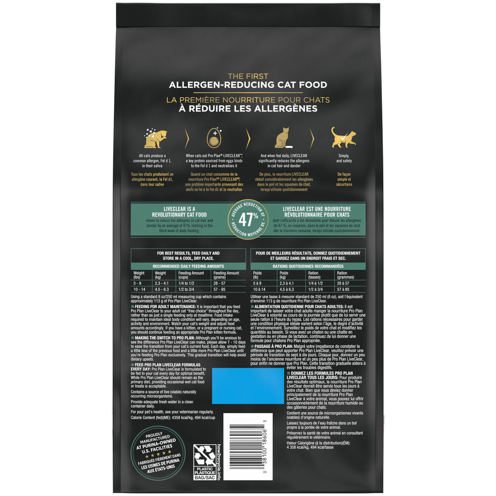 LiveClear Chicken and Dice Dry Cat Food Pro Plan Mondou