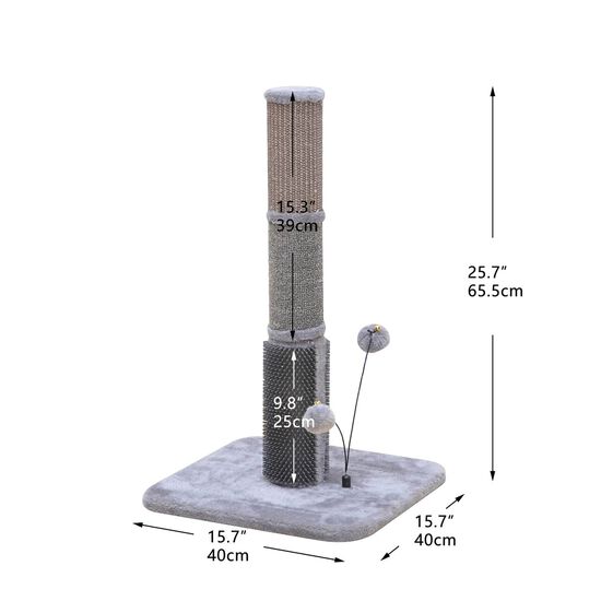 Griffoir pour chat avec masseur en caoutchouc et jouets à taquiner Image NaN