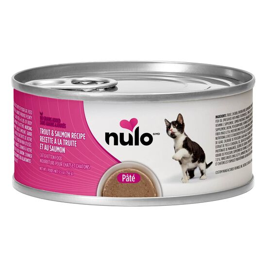 Nourriture humide sans grains &agrave; la truite et au saumon pour chats, 156 g Image NaN