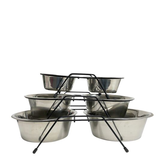 Double stainless steel bowls with rack Image NaN