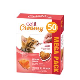 Gâterie Creamy pour chats, saumon, paquet de 50