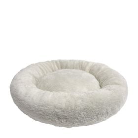 Round plush pet bed, white