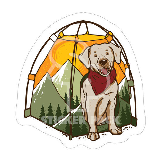 Dog Emerging From Tent Sticker Image NaN