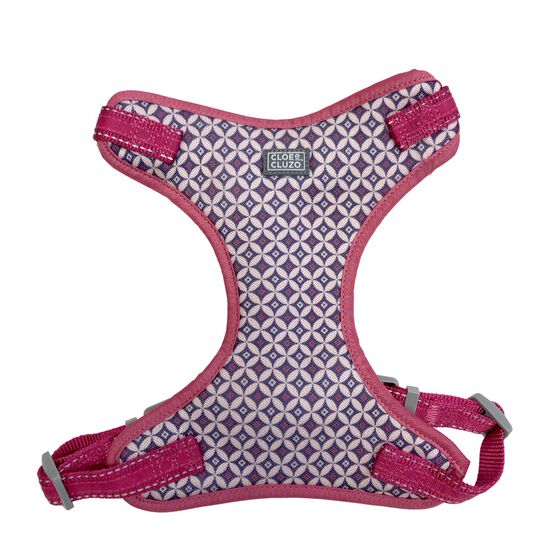 Adjustable printed mesh dog harness, fuchsia Image NaN