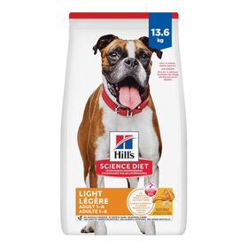 Nourriture l&eacute;g&egrave;re s&egrave;che &agrave; la farine de poulet et &agrave; l&rsquo;orge pour chiens adultes, 13,6 kg