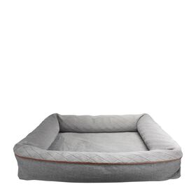 Rolled snuggle bed for dogs and cats, light grey