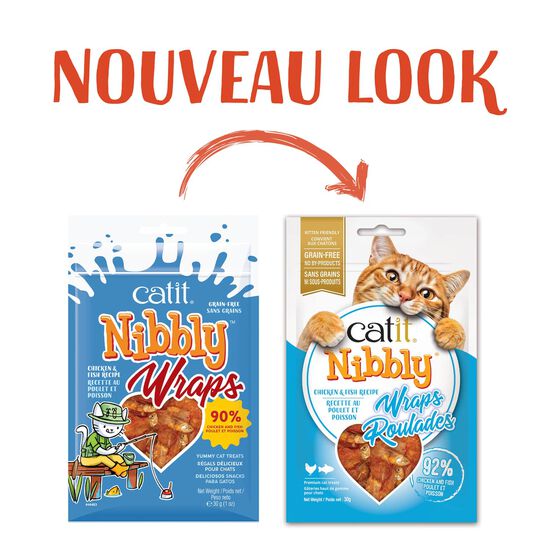 G&acirc;teries roul&eacute;es Nibbly pour chats, poulet et poisson Image NaN